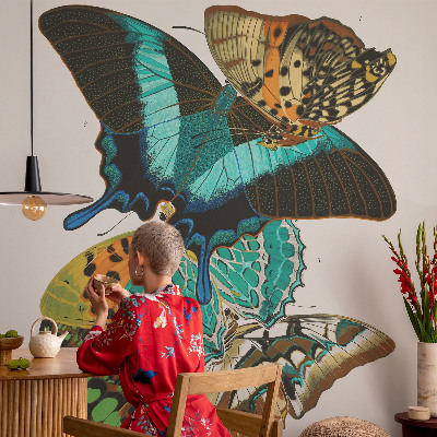 Baby room wall mural with colorful butterflies