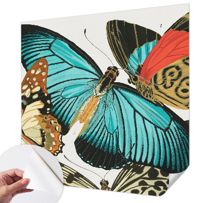 Peel and stick wall mural with a colorful butterfly design