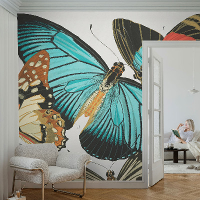Peel and stick wall mural with a colorful butterfly design