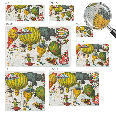 Self-adhesive wall mural featuring a hot air balloon journey design