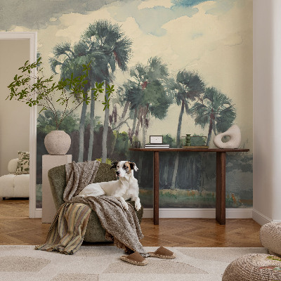 Self-adhesive photo wallpaper with an exotic palm tree motif