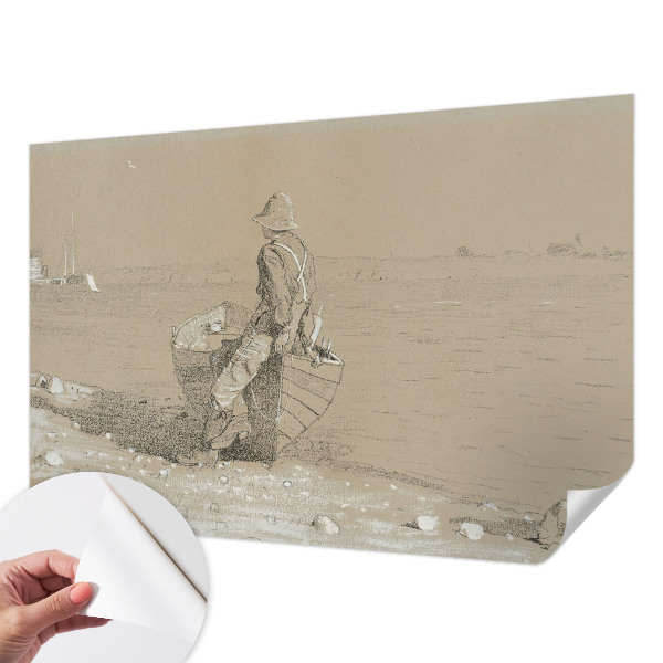 Stick-on wall mural featuring a nostalgic scene