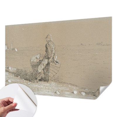Stick-on wall mural featuring a nostalgic scene