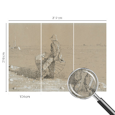 Stick-on wall mural featuring a nostalgic scene