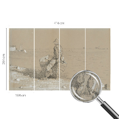 Stick-on wall mural featuring a nostalgic scene