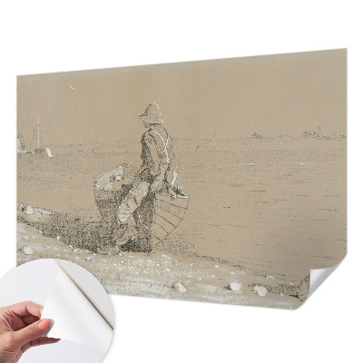 Stick-on wall mural featuring a nostalgic scene