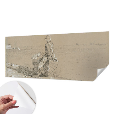 Stick-on wall mural featuring a nostalgic scene