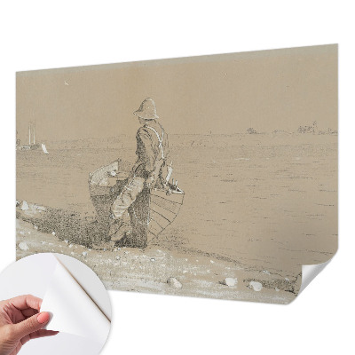 Stick-on wall mural featuring a nostalgic scene