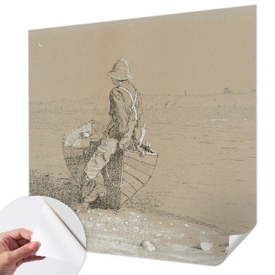 Stick-on wall mural featuring a nostalgic scene