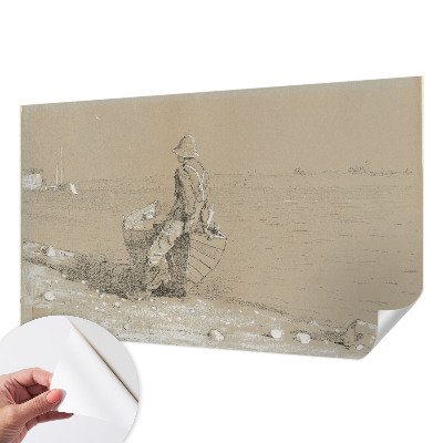 Stick-on wall mural featuring a nostalgic scene