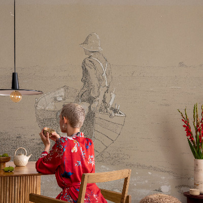 Stick-on wall mural featuring a nostalgic scene