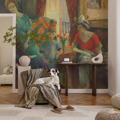 Removable wall mural wallpaper with a classic elegant design