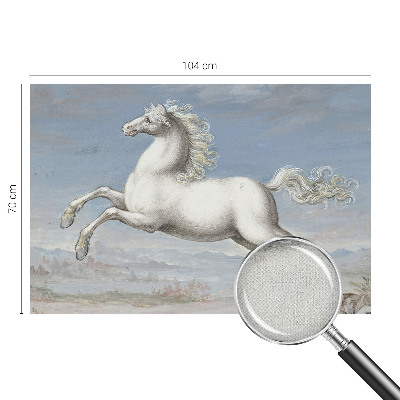 Removable wall mural featuring horses jumping