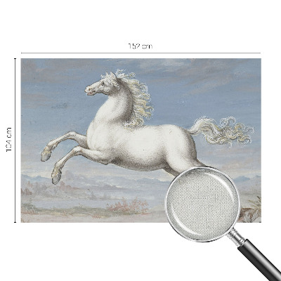 Removable wall mural featuring horses jumping