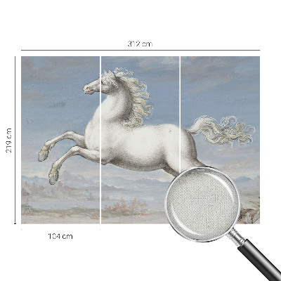 Removable wall mural featuring horses jumping