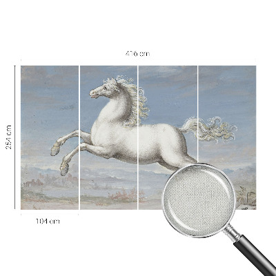 Removable wall mural featuring horses jumping