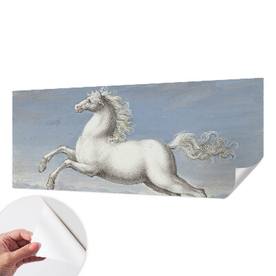 Removable wall mural featuring horses jumping