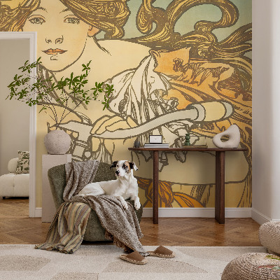 Peel and stick wall mural for living room with a spring elegance design