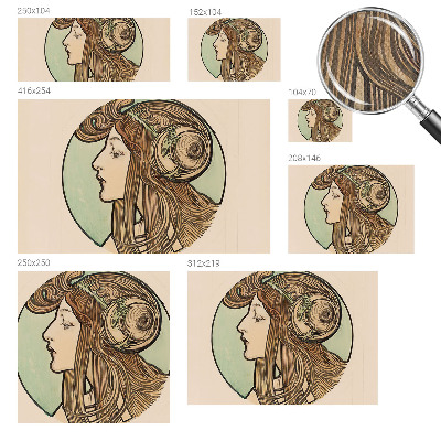 Peel and stick wall mural for bedroom with an Art Nouveau portrait design