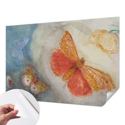 Peel and stick wall mural for kids' room featuring colorful butterflies