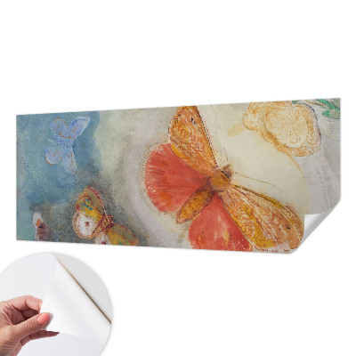 Peel and stick wall mural for kids' room featuring colorful butterflies