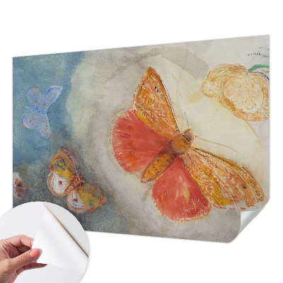 Peel and stick wall mural for kids' room featuring colorful butterflies