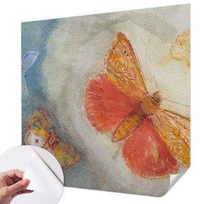 Peel and stick wall mural for kids' room featuring colorful butterflies