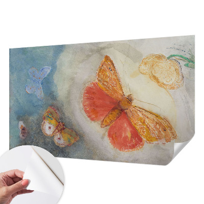Peel and stick wall mural for kids' room featuring colorful butterflies
