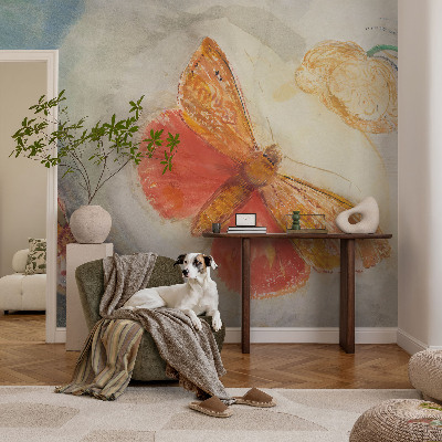 Peel and stick wall mural for kids' room featuring colorful butterflies