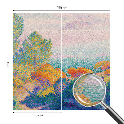 Nursery wall mural with a seaside landscape design