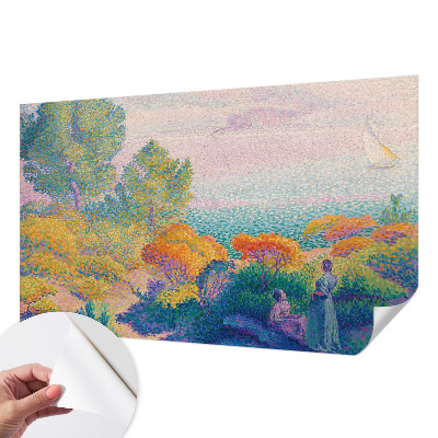 Nursery wall mural with a seaside landscape design