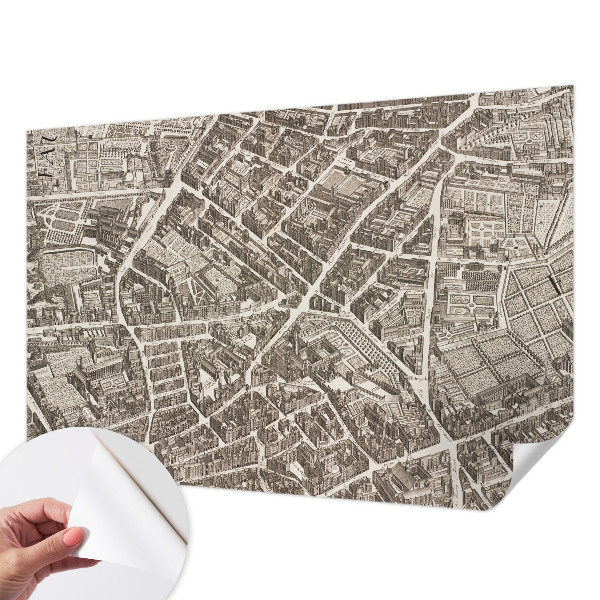 Peel and stick wall mural with an urban maze design
