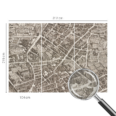 Peel and stick wall mural with an urban maze design