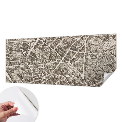 Peel and stick wall mural with an urban maze design
