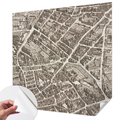 Peel and stick wall mural with an urban maze design