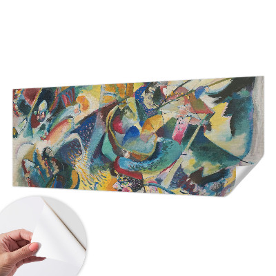 Self-adhesive wall mural with a colorful abstract design