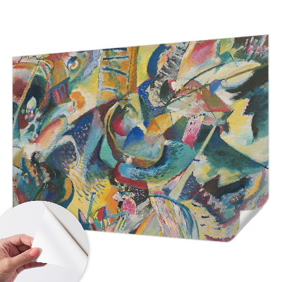 Self-adhesive wall mural with a colorful abstract design