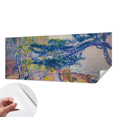 Stick-on wall mural with an impressionist landscape design
