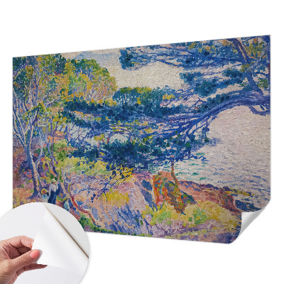Stick-on wall mural with an impressionist landscape design