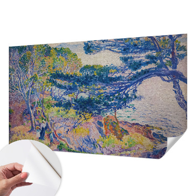 Stick-on wall mural with an impressionist landscape design