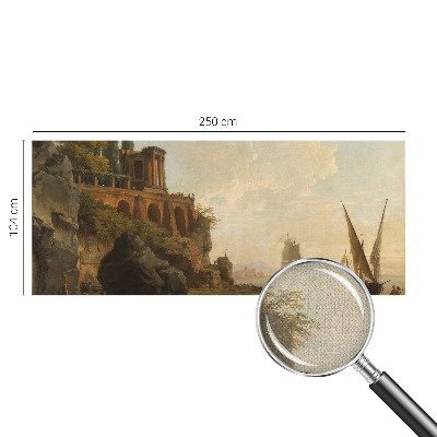 Removable wall mural with a sea scenery design