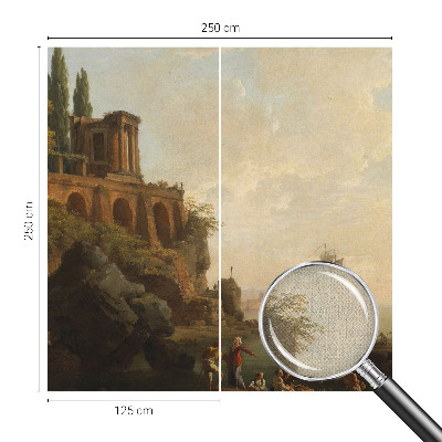 Removable wall mural with a sea scenery design