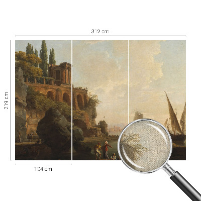 Removable wall mural with a sea scenery design
