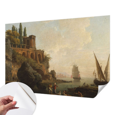 Removable wall mural with a sea scenery design