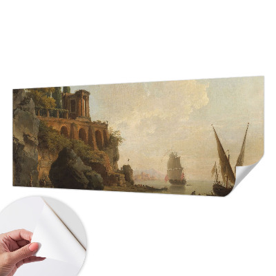 Removable wall mural with a sea scenery design