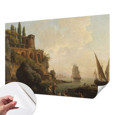 Removable wall mural with a sea scenery design