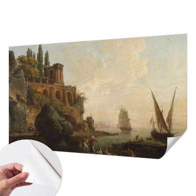 Removable wall mural with a sea scenery design