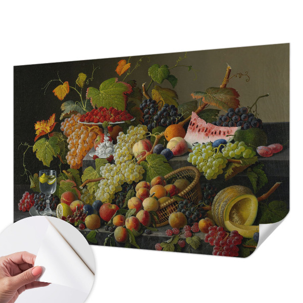 Removable wall mural wallpaper featuring a fruit composition