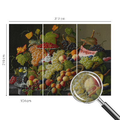Removable wall mural wallpaper featuring a fruit composition