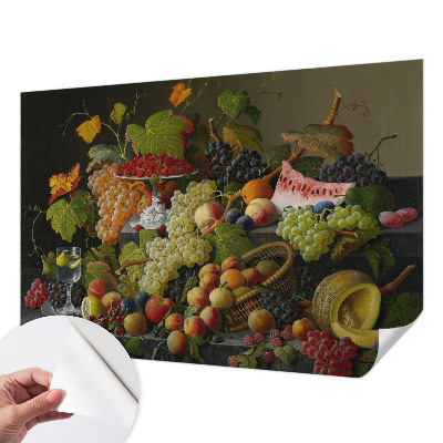 Removable wall mural wallpaper featuring a fruit composition